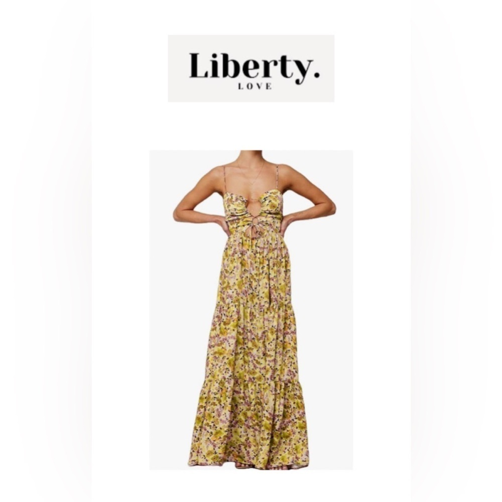 🆕Liberty Love Spaghetti Strap Cut Out Flowy Floral Maxi Sundress L🆕